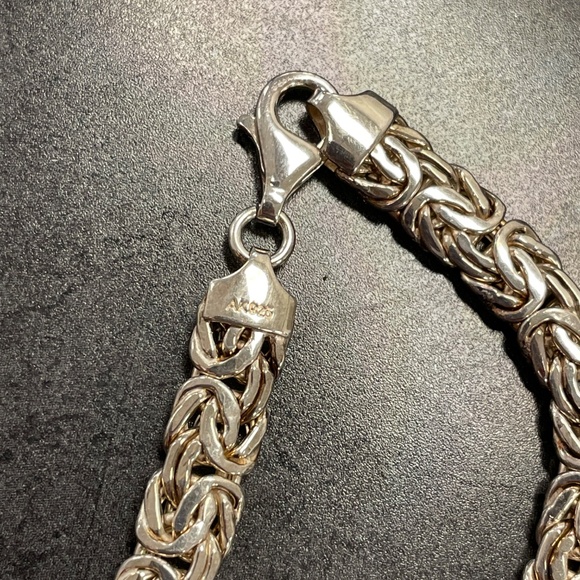 Sterling Silver Byzantine Chain and Pink Tourmaline Art Deco Ring - Picture 4 of 5